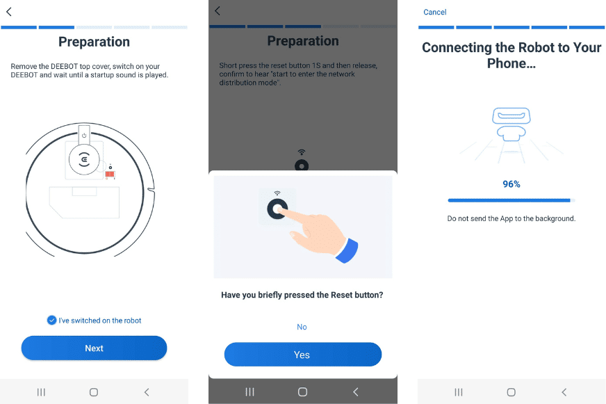 Die Ecovacs Home App wird eingerichtet